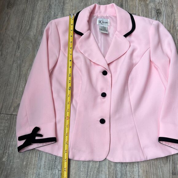 Vintage Blazer Pink and Black Jacket Medium 90s 50s Unique Bows Maximalist - Picture 6 of 12